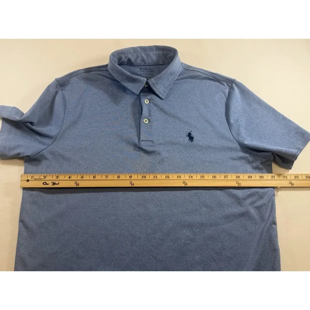 Ralph Lauren Performance Men’s M Blue Short Sleeve Stretch Golf Polo Logo